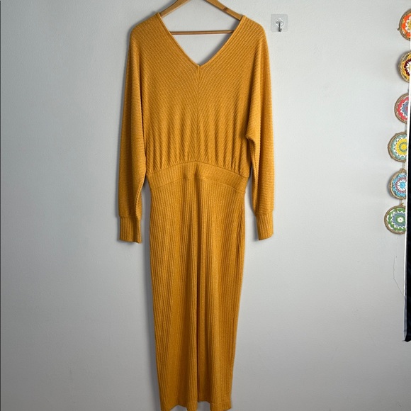 NWOT Anthropologie Daily Practice Barre Midi Dress Ribbed Knit Medium V-Neck - Picture 14 of 16